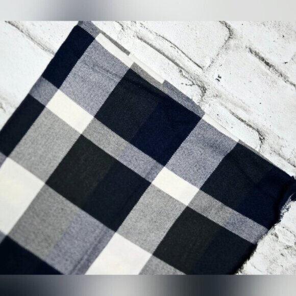 Plush Blue and black Gray Plaid Scarf Cozy Warm Winter Shawl Oversize - Picture 7 of 11